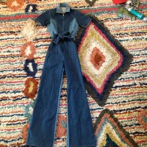 STONED IMMACULATE size small two toned denim jumpsuit.